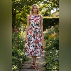 Calvin Klein fit-and-flare dress in a floral patten NWOT